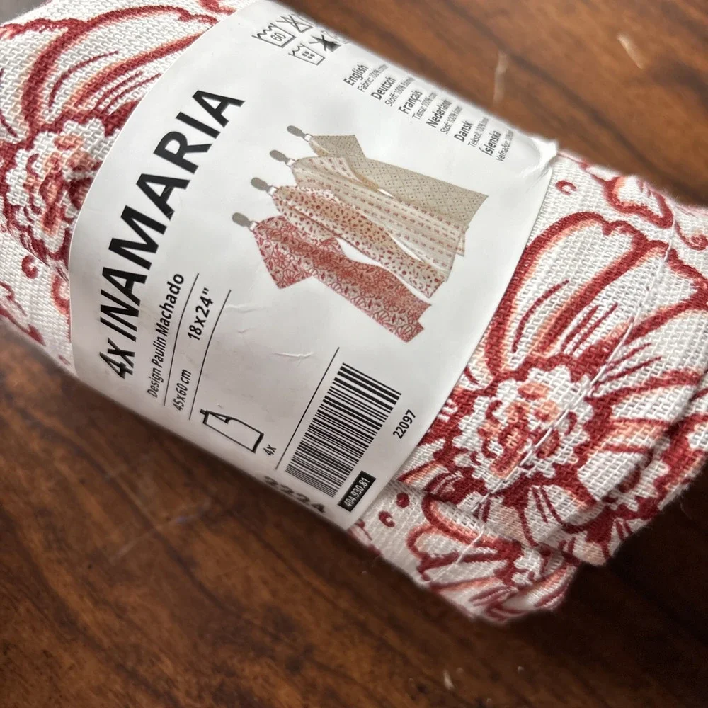 IKEA Inamaria 4‎ Pack Dish Towel Floral 12x16